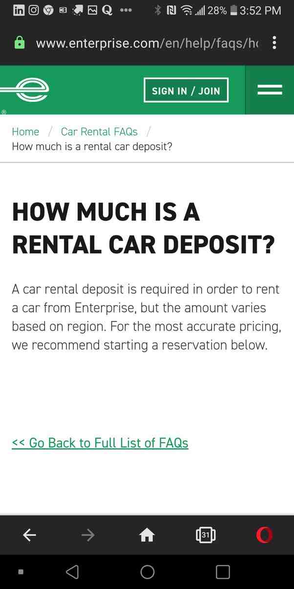 Quel est le montant de la caution pour une location de voiture ?